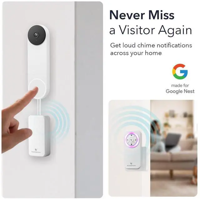Alt view image 3 of 7 - Doorbell Chime for Google Nest Doorbell (Wired, 2nd Gen & 3rd Gen) with Wired Transmitter - NOT Compatible with Nest Doorbell (Battery) - Made for Google Nest - Doorbell NOT Included