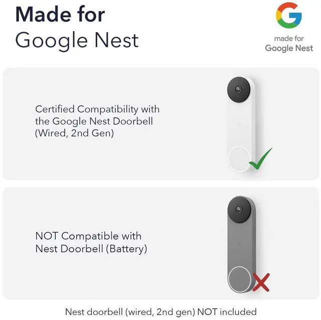Alt view image 7 of 7 - Doorbell Chime for Google Nest Doorbell (Wired, 2nd Gen & 3rd Gen) with Wired Transmitter - NOT Compatible with Nest Doorbell (Battery) - Made for Google Nest - Doorbell NOT Included