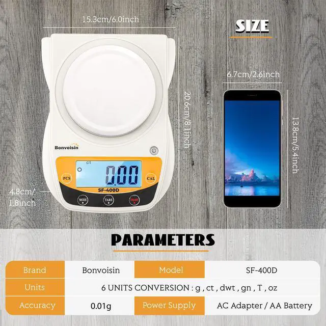 Alt view image 6 of 6 - Digital Lab Scale 600g x 0.01g Precision Electronic Scale LCD Display Analytical Balance Jewelry Scale Scientific Scale 0.01g Accuracy