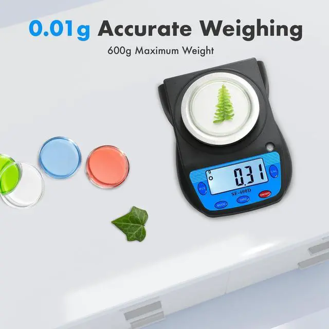 Alt view image 3 of 6 - 600g x 0.01g Science Digital Scale Lab Balance Gram Scale 6 Units Accuracy Electronic Laboratory Scale Chemistry, Jewelry, Carats, Ounces, Grams, Calibration Weight and Adapter Included