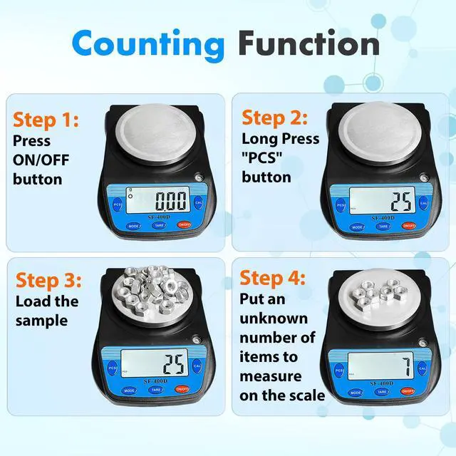 Alt view image 5 of 6 - 600g x 0.01g Science Digital Scale Lab Balance Gram Scale 6 Units Accuracy Electronic Laboratory Scale Chemistry, Jewelry, Carats, Ounces, Grams, Calibration Weight and Adapter Included