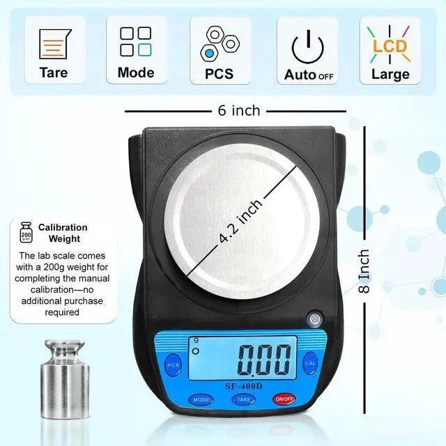 Alt view image 4 of 6 - 600g x 0.01g Science Digital Scale Lab Balance Gram Scale 6 Units Accuracy Electronic Laboratory Scale Chemistry, Jewelry, Carats, Ounces, Grams, Calibration Weight and Adapter Included