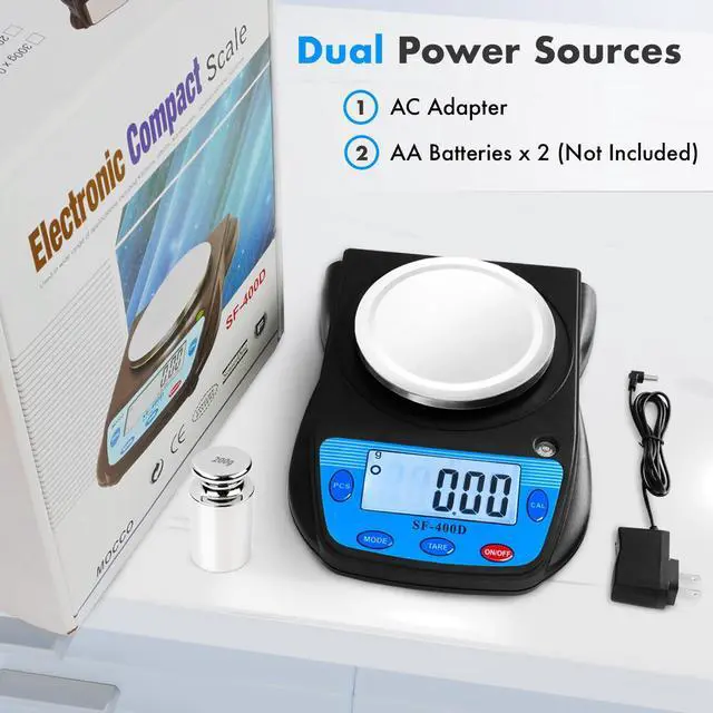 Alt view image 6 of 6 - 600g x 0.01g Science Digital Scale Lab Balance Gram Scale 6 Units Accuracy Electronic Laboratory Scale Chemistry, Jewelry, Carats, Ounces, Grams, Calibration Weight and Adapter Included