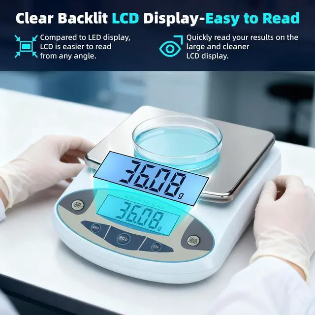 Alt view image 5 of 7 - Lab Scale 5000g x 0.01g,13 Unit 0.01g Accuracy High Precision Digital Analytical Balance, Electronic Laboratory Precision Gram Scale Digital Kitchen/Jewelry/Scientific Scale