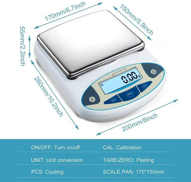 Alt view image 2 of 6 - 5000g x 0.01g Digital Analytical Balance, High Precision Electronic Lab Scale for Laboratory, Scientific Research, Jewelry & Coin Weighing