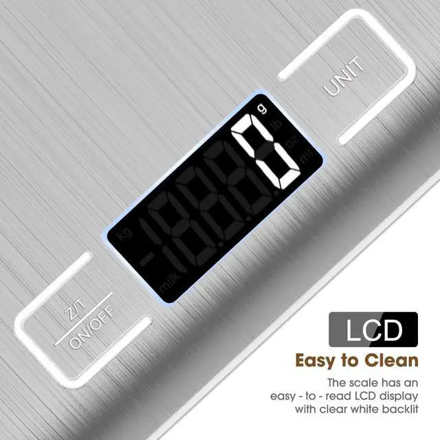 Alt view image 6 of 7 - Food Scale, 22lb Digital Kitchen Scale Weight Grams and Oz for Baking and Cooking, 1g/0.1oz Precise Graduation, Easy Clean Stainless Steel