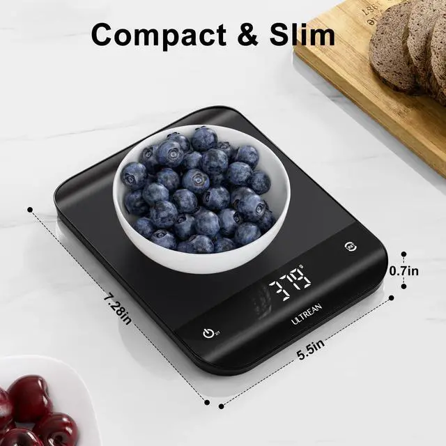 Alt view image 5 of 6 - Food Scale, Digital Kitchen Scale with LED Display, Weight Grams and Ounces for Baking Cooking, 6 Units with Tare Function, 11lb (Batteries Included)