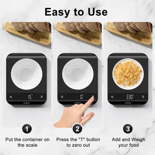 Alt view image 6 of 6 - Food Scale, Digital Kitchen Scale with LED Display, Weight Grams and Ounces for Baking Cooking, 6 Units with Tare Function, 11lb (Batteries Included)