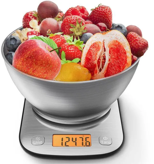 Main image of Food Kitchen Scale Digital Weight Grams and Oz with IPX6 WaterproofProfessional Stainless Steel Digital Kitchen Food Scale 11lb/0.01oz with Bowl for Weight Loss Dieting Baking Cooking