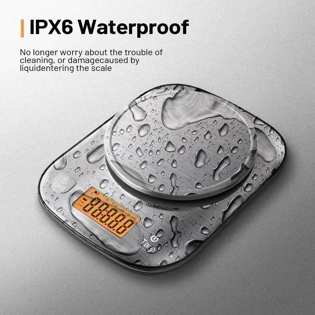 Alt view image 3 of 5 - Food Kitchen Scale Digital Weight Grams and Oz with IPX6 WaterproofProfessional Stainless Steel Digital Kitchen Food Scale 11lb/0.01oz with Bowl for Weight Loss Dieting Baking Cooking