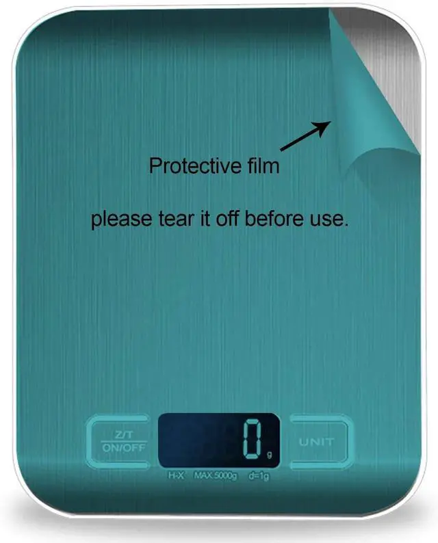 Alt view image 7 of 7 - Digital Kitchen Scale,Food Scale for Meat Baking Weighter,Unit Gram OZ lb Up 11 lb(1g-5KG),Silver Stainless Steel Anti-Fingerprint with Accuracy LCD Display for Cooking Black(Include AAA Battery)