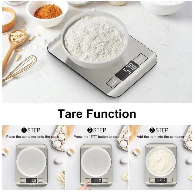Alt view image 6 of 6 - Food Scale, 33lb Digital Kitchen Scale for Food Ounces Grams, 304 Stainless Steel, Type-C Charging and Batteries, Perfect for Meal Prep, Cooking, and Baking