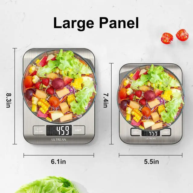 Alt view image 2 of 6 - Food Scale, 33lb Digital Kitchen Scale for Food Ounces Grams, 304 Stainless Steel, Type-C Charging and Batteries, Perfect for Meal Prep, Cooking, and Baking