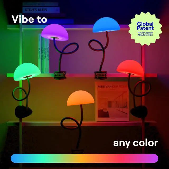 Alt view image 3 of 6 - Clip On Light and Bed Headboard Lamp, Bedside Table Lamp for Dorm, College Dorm Room Essentials, Night Light for Kids Nursery, Clip on for Desk, MultiColor LEDs, Adapter Included (Black)