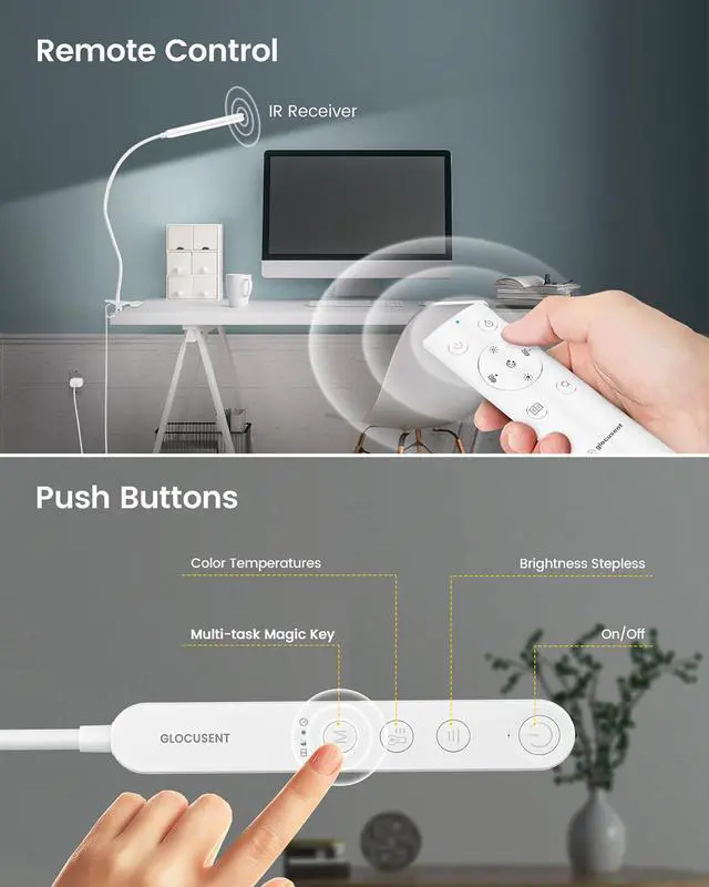 Alt view image 5 of 6 - 5W Clip On Light, 38 LED Eye Caring Book Lights for Reading at Night - 5 Color & 5 Brightness with a Remote, 30-Min Auto Off Timer, Bed Headboard Clip on Lamp for Reading/Studying/Working