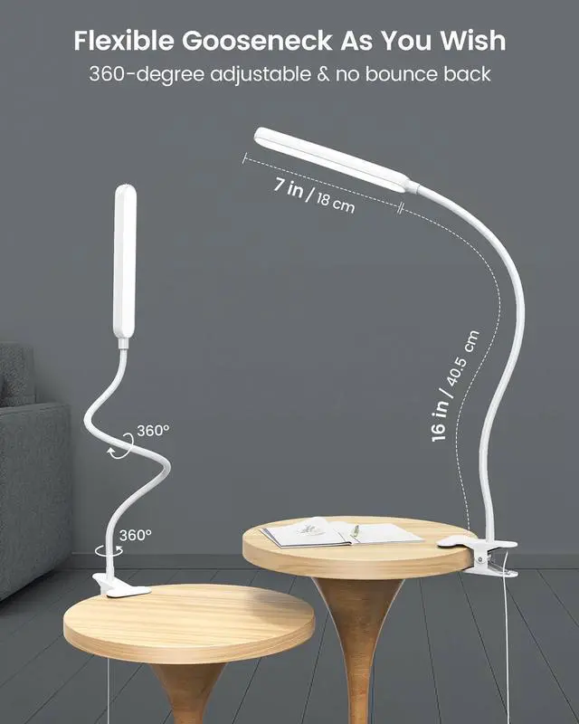 Alt view image 6 of 6 - 5W Clip On Light, 38 LED Eye Caring Book Lights for Reading at Night - 5 Color & 5 Brightness with a Remote, 30-Min Auto Off Timer, Bed Headboard Clip on Lamp for Reading/Studying/Working