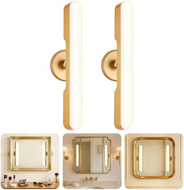 Main image of Set of 2 Wireless Vanity Makeup Lights for Mirror, Rechargeable LED Stick On Light Bar for Bathroom Mirror with Dimmable 3 CCT, Long Battery Life Cordless Light for Vanity Desk(Gold)
