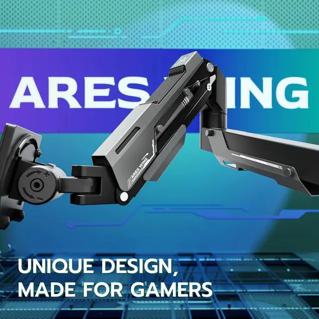 Alt view image 2 of 7 - Heavy Duty Single Monitor Arm - Gas Spring Aluminum Monitor Mount for 24"-57" Ultrawide Screens up to 66 lbs with Clamp/Grommet Desk Mount, 75/100/200 Vesa Mount, Black