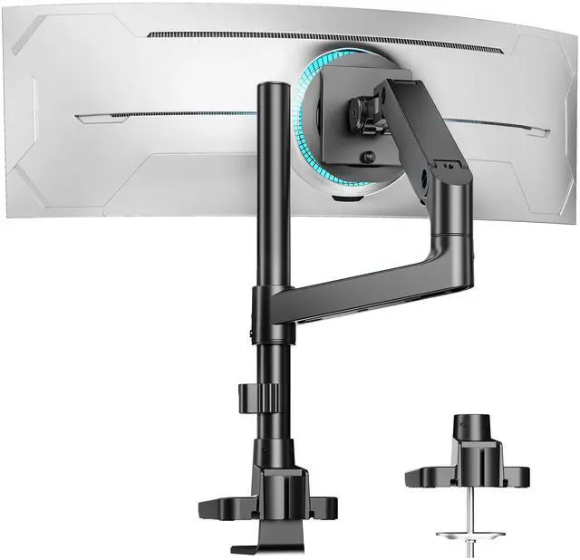 Main image of Single Monitor Arm Desk Mount for 17-49 Inch Ultrawide Monitors, Heavy Duty Single Monitor Arm Holds 44 lbs, Full Motion Gas Spring Vertical Desk Mount, 75/100 VESA Mount, Black