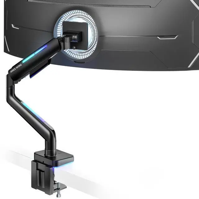 Main image of Ultrawide Monitor arm for 17-49'' Heavy Duty Screen up to 44lbs, Gas Spring Single Monitor Arm with RGB Light, Adjustable Gaming Computer Monitor Arm for Desk, Black