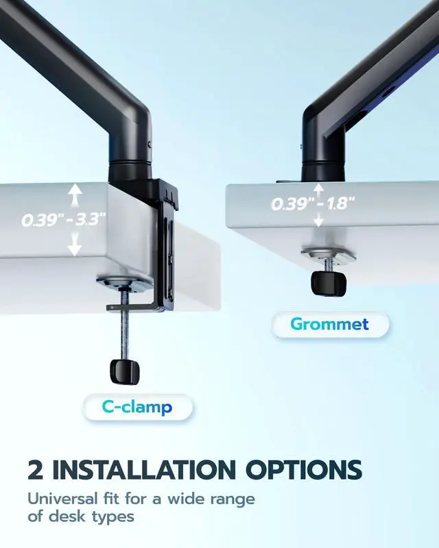 Alt view image 2 of 7 - Heavy Duty Single Monitor Arm - Fully Adjustable Monitor Mount for 17"-40" Ultrawide Screens up to 26.4 lbs with Clamp/Grommet Desk Mount, 75/100 Vesa Mount, Black