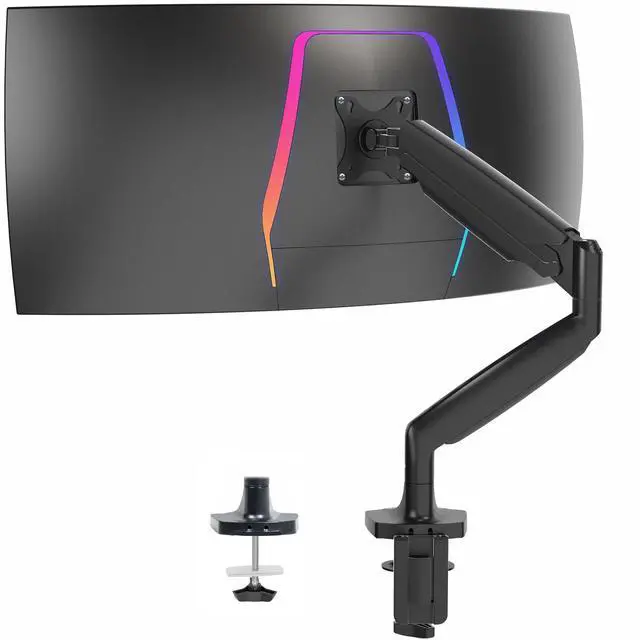 Main image of Premium Aluminum Heavy Duty Single Monitor Arm for Ultrawide Monitor up to 40 inches and 24 lbs, Desk Mount Stand, Pneumatic Height, Max VESA 100x100, Black, STAND-V101Q