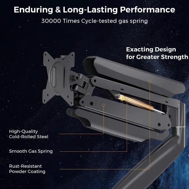 Alt view image 6 of 7 - Curved Monitor Mount Single Arm Holds to 28.6 lbs, Ultrawide Monitor Stand for 35" Screens, C-Clamp & Grommet Base, +90° to-45° Tilt,180°Swivel,360° Rotation,VESA 75x75 or 100x100mm,for Curved/Flat