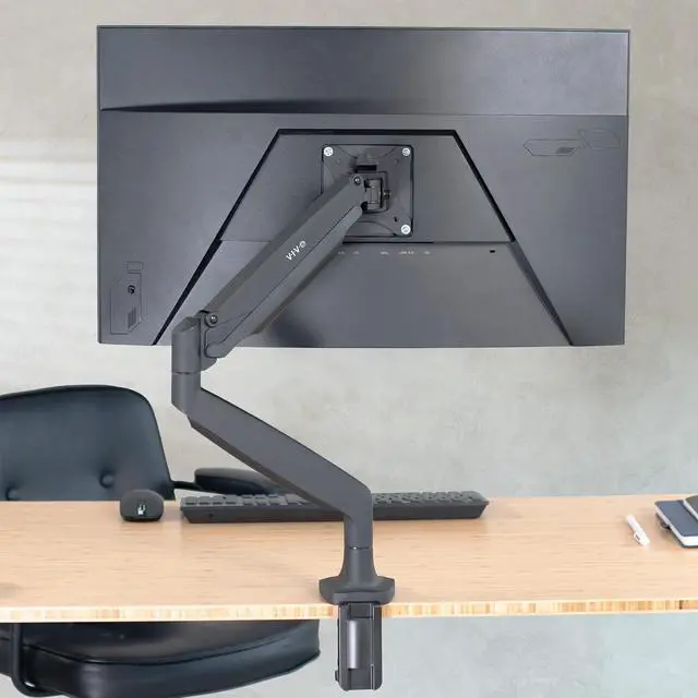 Alt view image 4 of 7 - Premium Aluminum Height Adjustable Single Monitor Articulating Desk Mount Stand w/Gas Spring Arm Fits up to 32" Screen (STAND-V001Q)