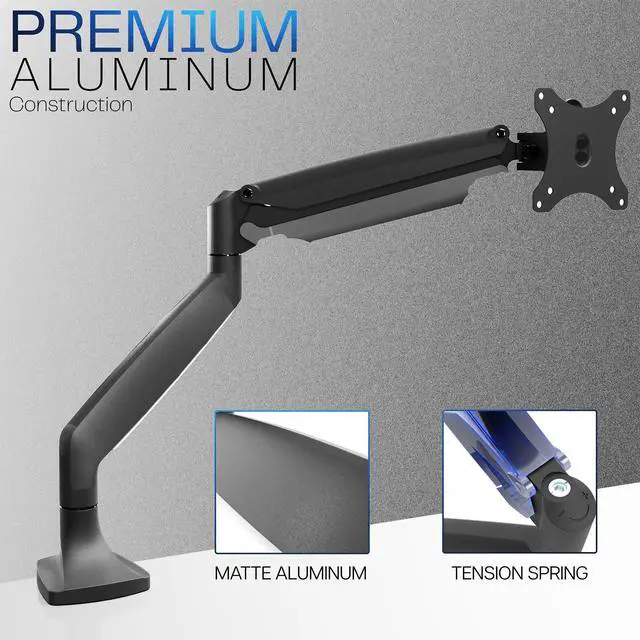 Alt view image 3 of 7 - Premium Aluminum Height Adjustable Single Monitor Articulating Desk Mount Stand w/Gas Spring Arm Fits up to 32" Screen (STAND-V001Q)