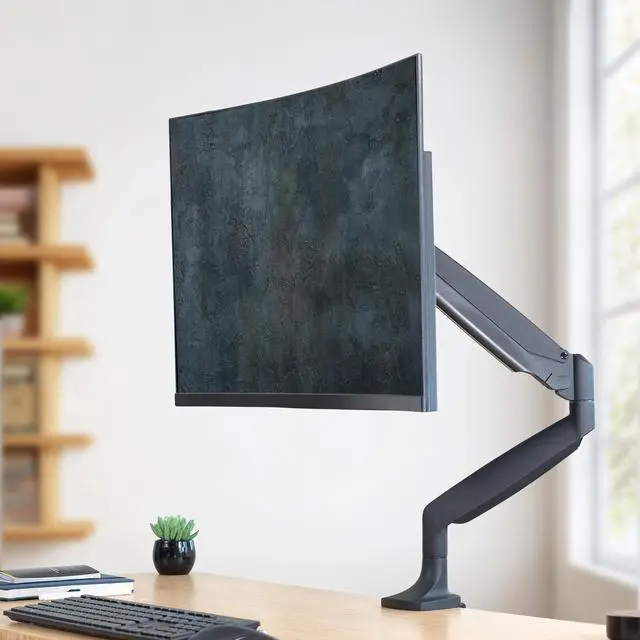 Alt view image 2 of 7 - Premium Aluminum Height Adjustable Single Monitor Articulating Desk Mount Stand w/Gas Spring Arm Fits up to 32" Screen (STAND-V001Q)