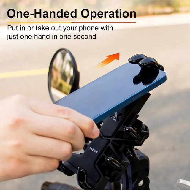 Alt view image 4 of 7 - Motorcycle Phone Mount Holder: Anti-Shake Phone Mount with Vibration Dampener for 4.7-7.2" Smartphone, Heavy Duty Adjustable Cellphone Clip Fits 0.6-1.3" Handlebar for Bike Bicycle Scooter ATV