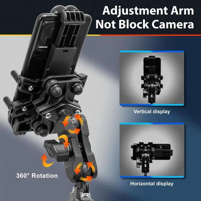 Alt view image 3 of 7 - Motorcycle Phone Mount Holder: Anti-Shake Phone Mount with Vibration Dampener for 4.7-7.2" Smartphone, Heavy Duty Adjustable Cellphone Clip Fits 0.6-1.3" Handlebar for Bike Bicycle Scooter ATV
