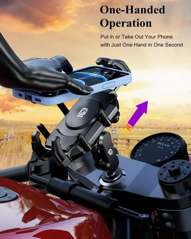Alt view image 4 of 7 - Anti-Theft Motorcycle Fork Stem Phone Mount Holder with Vibration Dampener & High-Speed Secure Lock, Heavy Duty, Adjustable Size, Big Phone Friendly, Fit for 5.4-7.2'' Cellphone