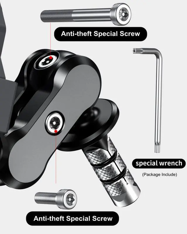Alt view image 7 of 7 - Anti-Theft Motorcycle Fork Stem Phone Mount Holder with Vibration Dampener & High-Speed Secure Lock, Heavy Duty, Adjustable Size, Big Phone Friendly, Fit for 5.4-7.2'' Cellphone