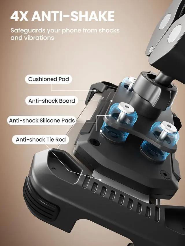 Alt view image 2 of 7 - Motorcycle Phone Holder Mount -Dual Vibration Dampener, Tool-Free Bike Phone Holder Handlebar Clip & Secure Lock for iPhone 16/15 Pro Max, 4.7-6.7" Phones - Black