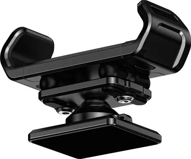 Main image of Motorcycle Magnetic Phone Holder, Strong Neodymium Magnet, Aluminum, Stainless Steel Extension Arms, 360° Rotation, Scratch Protection, Mag Tank (Black/Vibration Absorption Mount)