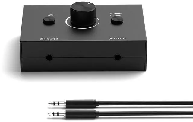 Main image of 3.5mm Audio Switch, Stereo Audio Selector Box Passive Speaker Headphone Manual Selector with Volume Control (1 in-2 Out/ 2 in-1 Out)