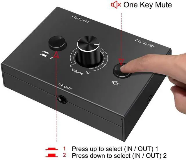 Alt view image 4 of 6 - Audio Switcher 3.5mm Audio Selector Splitter Box Mini 2(1)-in-1(2)-Out Audio Sharing Manual Selector Compatible Active Speaker((3.5mm Stereo Audio Switcher)