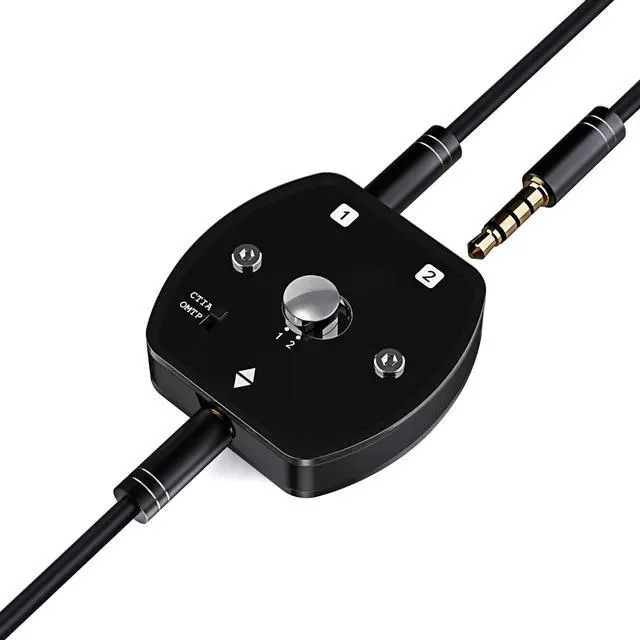 Main image of 3.5mm Audio Switcher 1 in 2 Out AUX Switch, Supports TS TRS TRRS, Audio Speaker Selector with No Ground Loop Noise, for PC, Phone, Laptop, Headphones