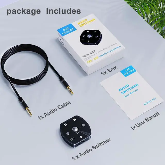 Alt view image 7 of 7 - 3.5mm Audio Switcher 1 in 2 Out AUX Switch, Supports TS TRS TRRS, Audio Speaker Selector with No Ground Loop Noise, for PC, Phone, Laptop, Headphones