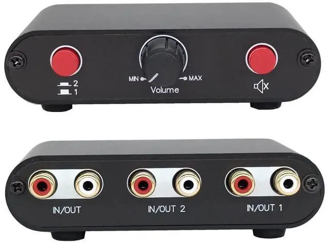 Main image of 2-Way RCA Stereo Audio Switch Input Signal Source Switcher Selector Splitter Box2 in 1 Out / 1 in 2 Out-RC21