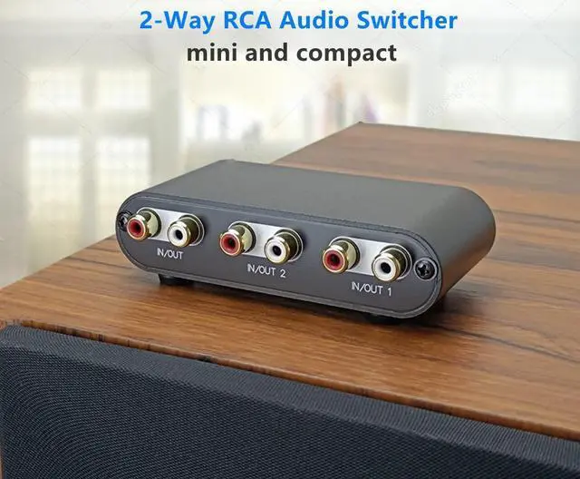 Alt view image 2 of 7 - 2-Way RCA Stereo Audio Switch Input Signal Source Switcher Selector Splitter Box2 in 1 Out / 1 in 2 Out-RC21