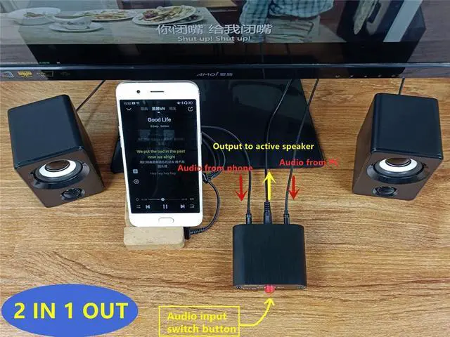 Alt view image 6 of 7 - M1 2 in 1 Out 3.5mm Stereo Audio Switch aux switcher Speaker selector Splitter Box