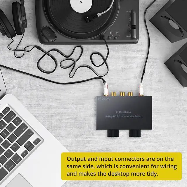 Alt view image 6 of 7 - RCA Stereo Audio Switcher - 2 in 1 Out R/L Stereo Audio Switch, 1 in 2 Out Stereo Audio Switcher Selector with Mute Button and No External Power Required (Black 4-1)