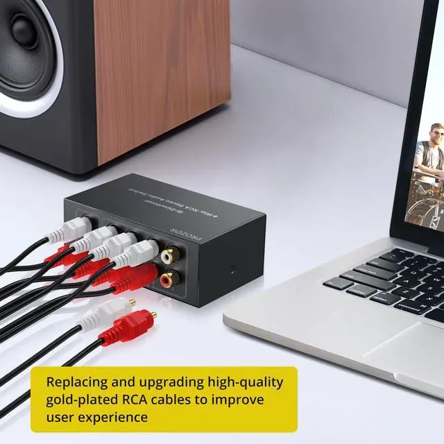 Alt view image 7 of 7 - RCA Stereo Audio Switcher - 2 in 1 Out R/L Stereo Audio Switch, 1 in 2 Out Stereo Audio Switcher Selector with Mute Button and No External Power Required (Black 4-1)