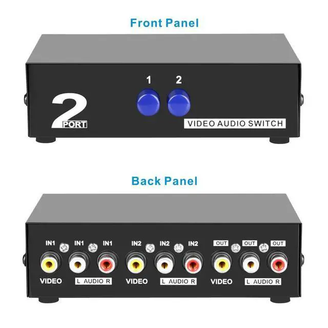 Alt view image 4 of 5 - 2 Port AV RCA Switch 2 in 1 Out Composite Video L/R Audio Switcher Selector Box for DVD Player, Sega Genesis, SNES, N64, PS2/3 Game Consoles