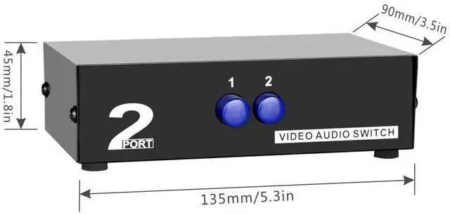 Alt view image 5 of 5 - 2 Port AV RCA Switch 2 in 1 Out Composite Video L/R Audio Switcher Selector Box for DVD Player, Sega Genesis, SNES, N64, PS2/3 Game Consoles