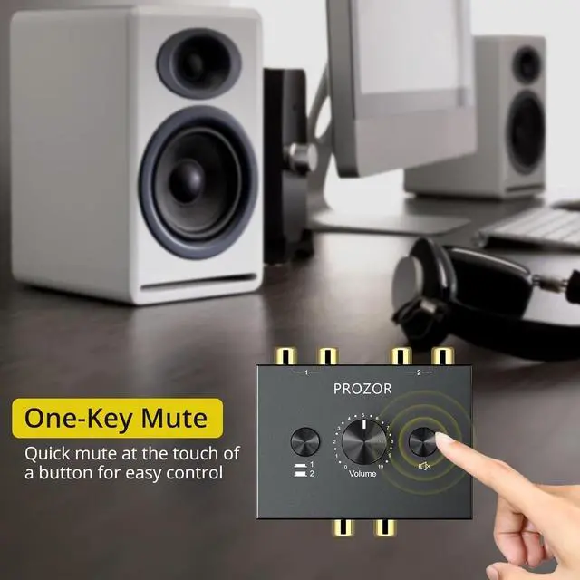 Alt view image 3 of 7 - RCA Stereo Audio Switcher - 2 in 1 Out R/L Stereo Audio Switch, 1 in 2 Out Stereo Audio Switcher Selector with Mute Button and No External Power Required (Black 2-1)
