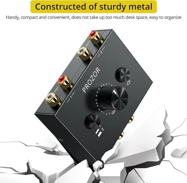 Alt view image 5 of 7 - RCA Stereo Audio Switcher - 2 in 1 Out R/L Stereo Audio Switch, 1 in 2 Out Stereo Audio Switcher Selector with Mute Button and No External Power Required (Black 2-1)