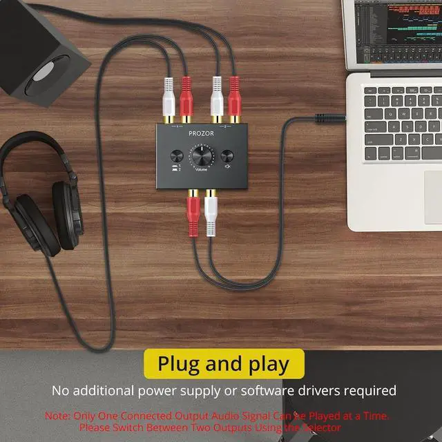 Alt view image 4 of 7 - RCA Stereo Audio Switcher - 2 in 1 Out R/L Stereo Audio Switch, 1 in 2 Out Stereo Audio Switcher Selector with Mute Button and No External Power Required (Black 2-1)